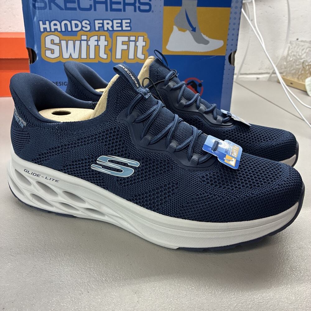 Skechers Men's Size 10 Glide-Lite Swift Fit Sneaker New With Box Navy Hands Free